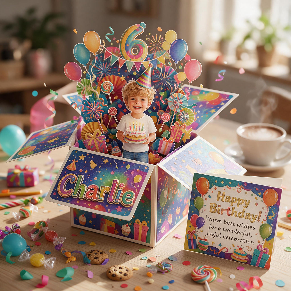 Personalized Birthday Little Boy Pop Up Box Card, Gift for Son Grandson Nephew