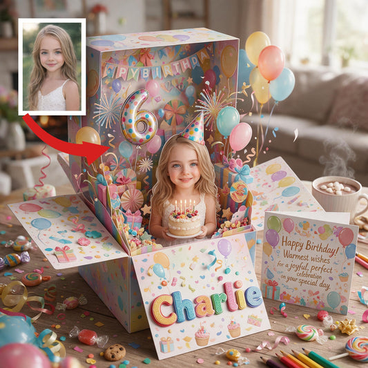 Carte Pop Up Anniversaire Personnalisée Petite Fille, Cadeau pour Fille Filleule