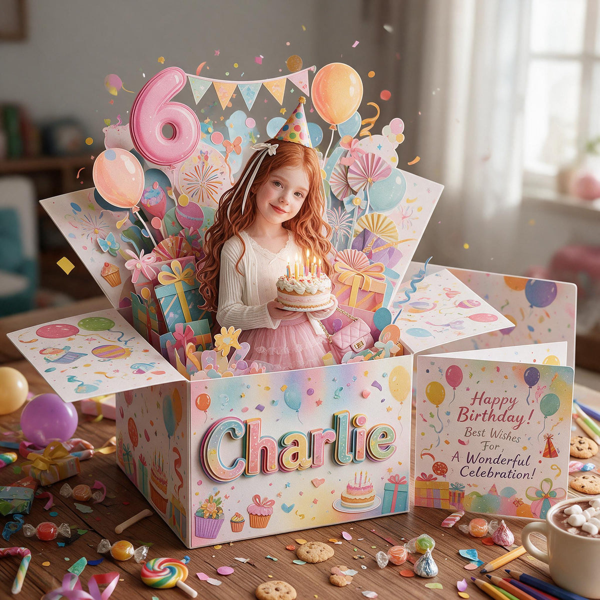 Carte Pop Up Anniversaire Personnalisée Petite Fille Latina, Cadeau pour Fille Filleule Nièce