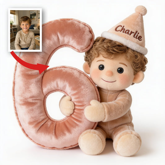 Coussin en fourrure personnalisé pour anniversaire garçon
