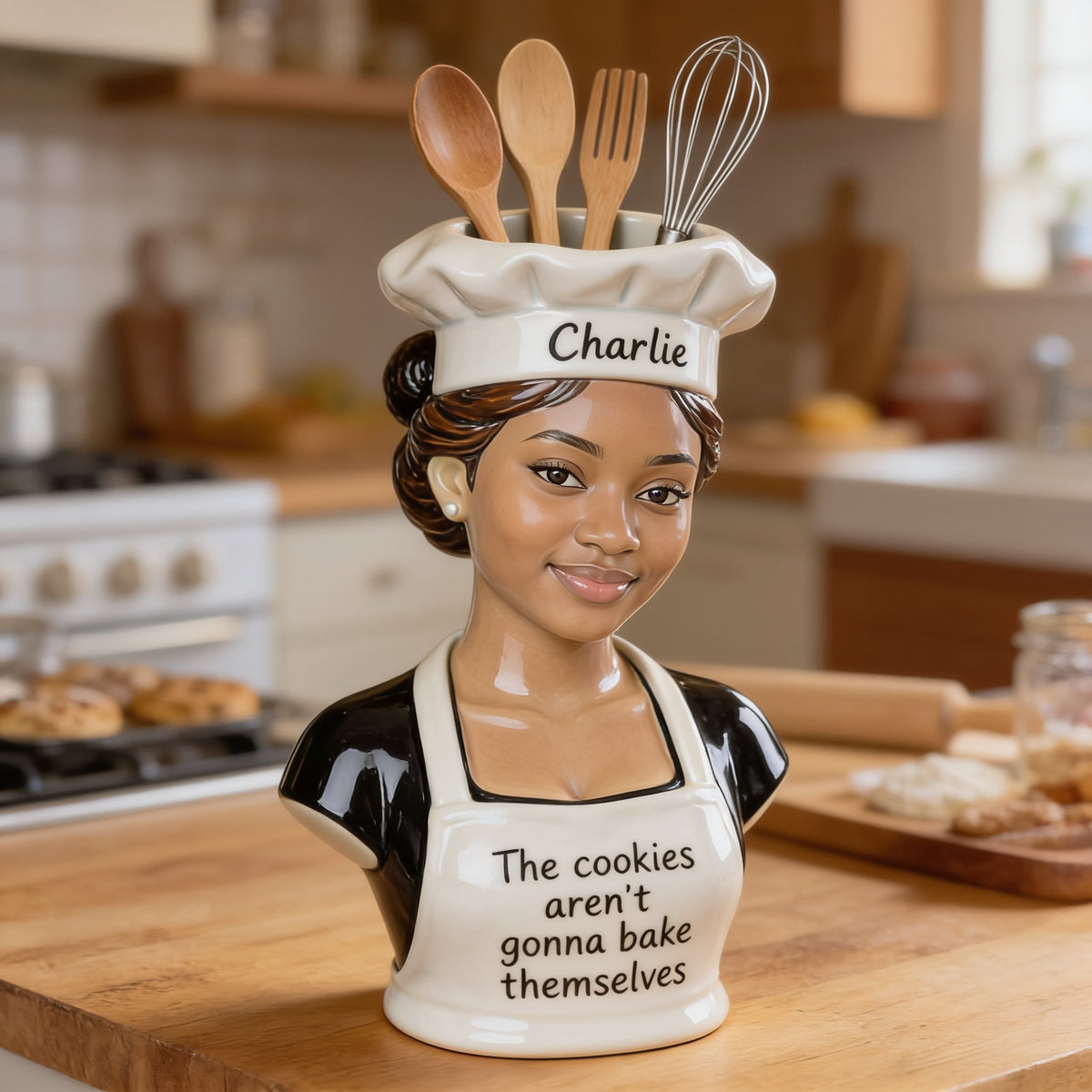 Personalized Black Woman Chef Acrylic Pot Baking Kitchen Decor Gift
