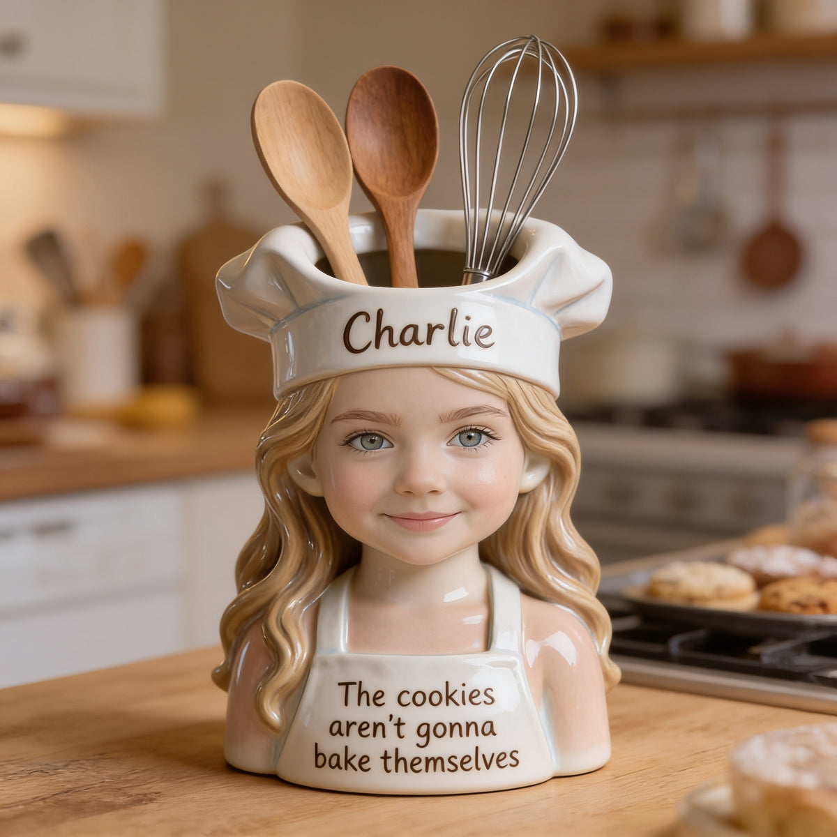 Personalized Little Girl Chef Acrylic Pot, Baking Gift for Daughter Granddaughter Niece