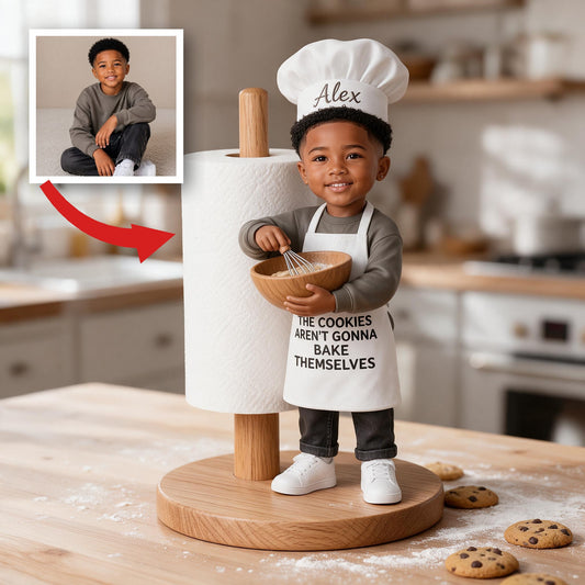 Support de Serviettes en Papier Personnalisé Petit Garçon Noir Chef Cadeau de Cuisine