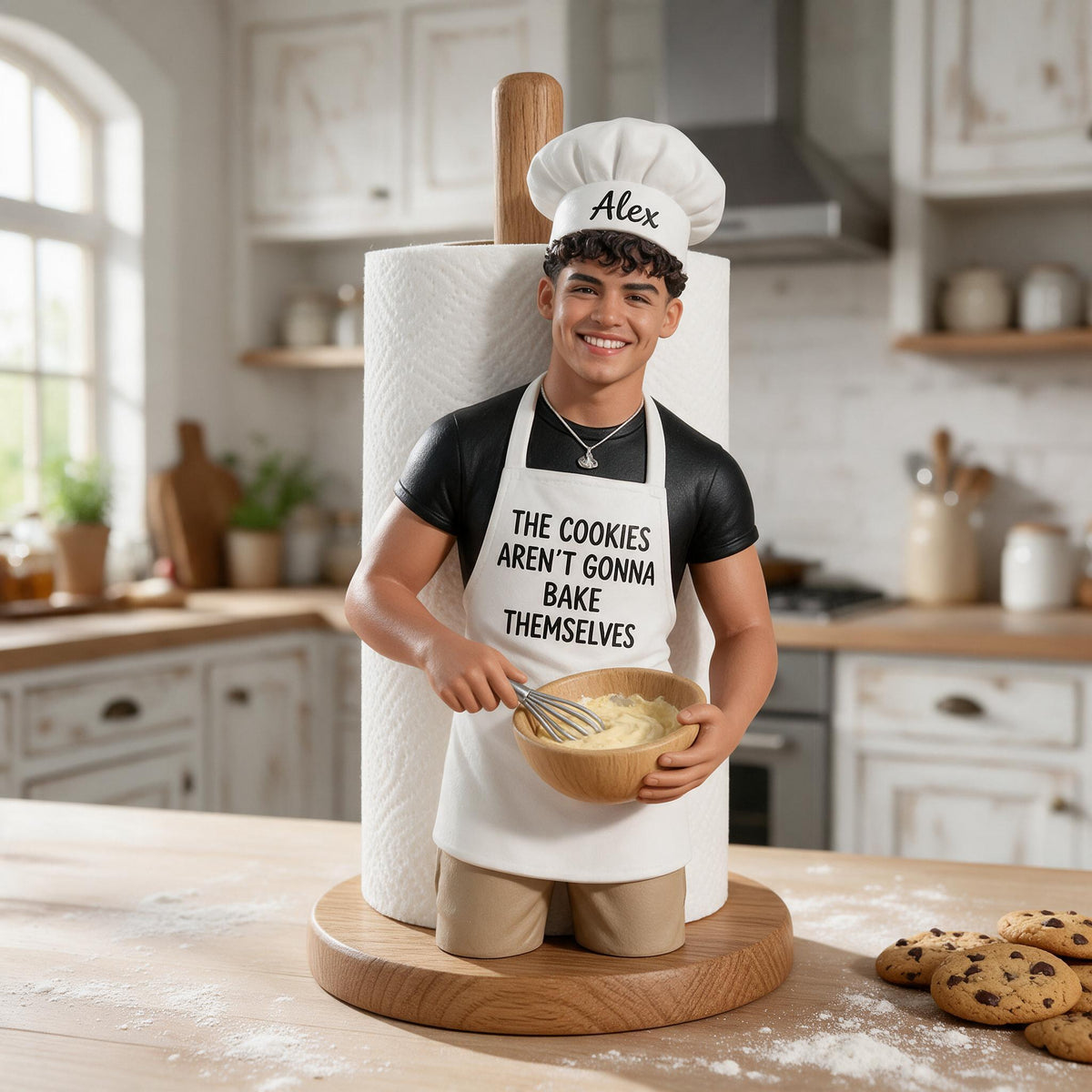 Custom Photo Latino Man Chef Paper Towel Stand 21st Birthday Kitchen Gift