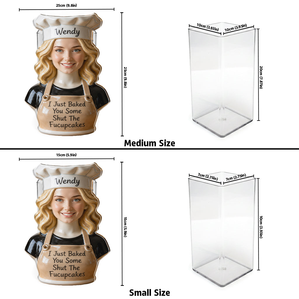 Personalized Black Little Girl Chef Acrylic Pot Baking Kitchen Decor Gift
