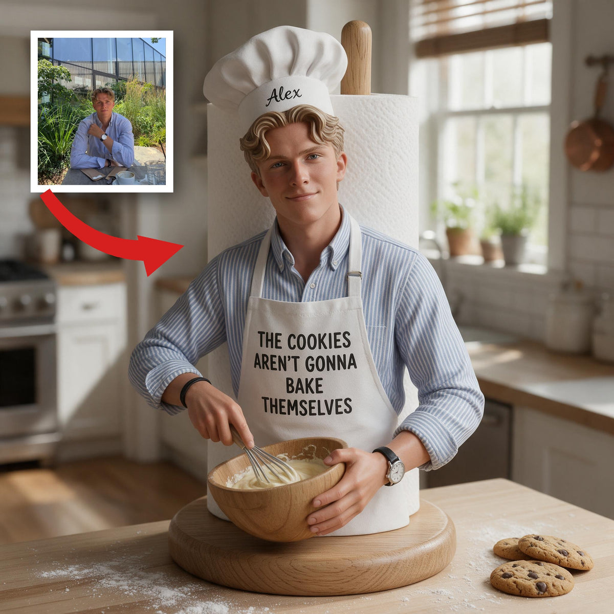 Custom Photo Baking Man Paper Towel Stand Funny Kitchen Counter Gift