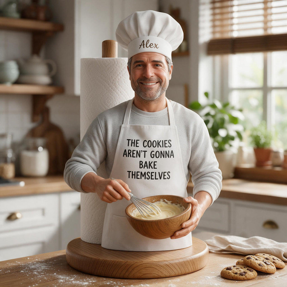 Custom Photo Baking Latina Dad Grandpa Paper Towel Stand Funny Kitchen Decor Gift