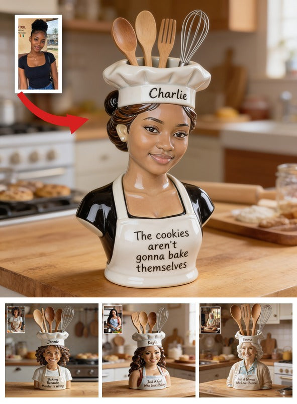 Personalized Black Woman Chef Acrylic Pot Baking Kitchen Decor Gift