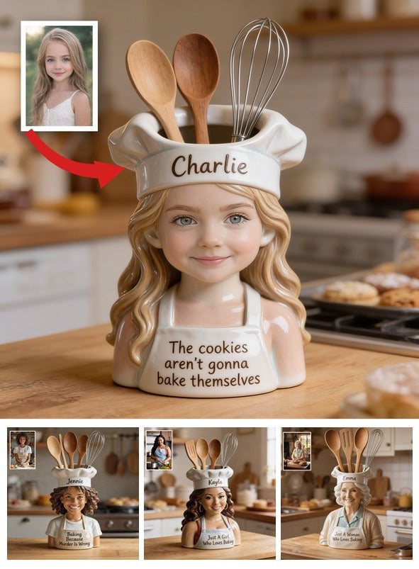 Personalized Little Girl Chef Acrylic Pot, Baking Gift for Daughter Granddaughter Niece