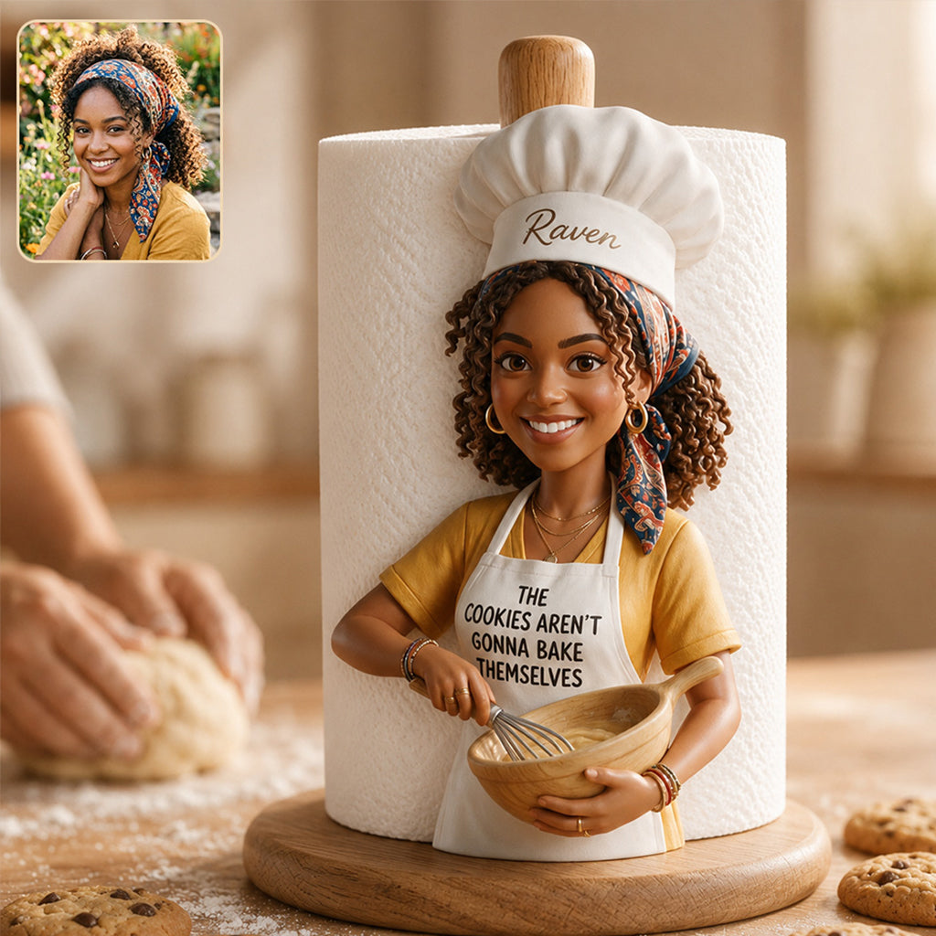 Custom Photo Baking Latina Dad Grandpa Paper Towel Stand Funny Kitchen Decor Gift