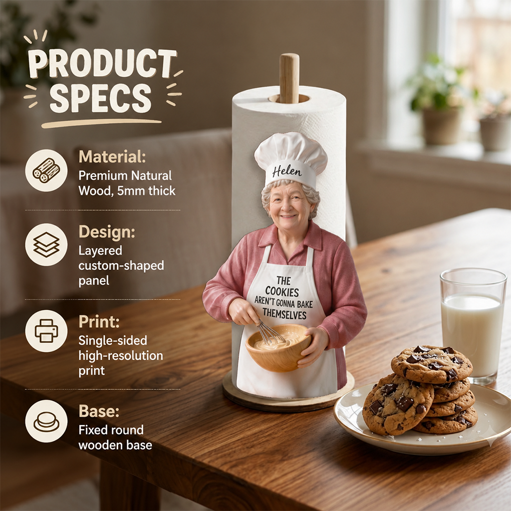 Custom Photo Black Male Baker Paper Towel Stand Kitchen Baking Decor Gift