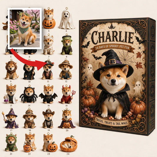 Calendrier de l'Avent Shiba Inu Rouge & Blanc Personnalisé - Cadeau pour Amateurs de Chiens