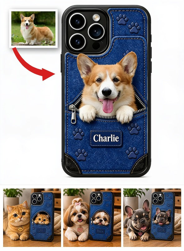 Personalized Tan and White Pembroke Welsh Corgi Wallet Phone Case Pet Lover Gift
