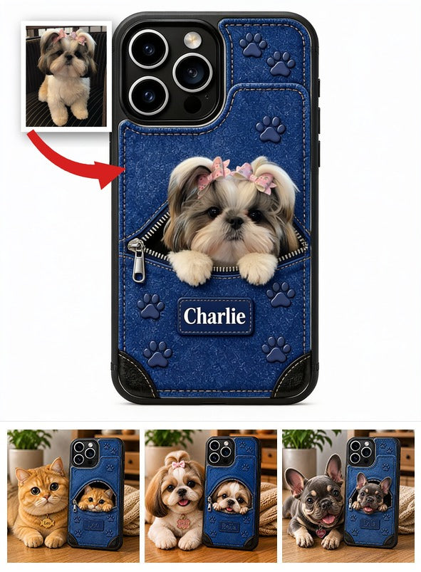 Personalized Long Fur Shih Tzu Wallet Phone Case Dog Lover Gift