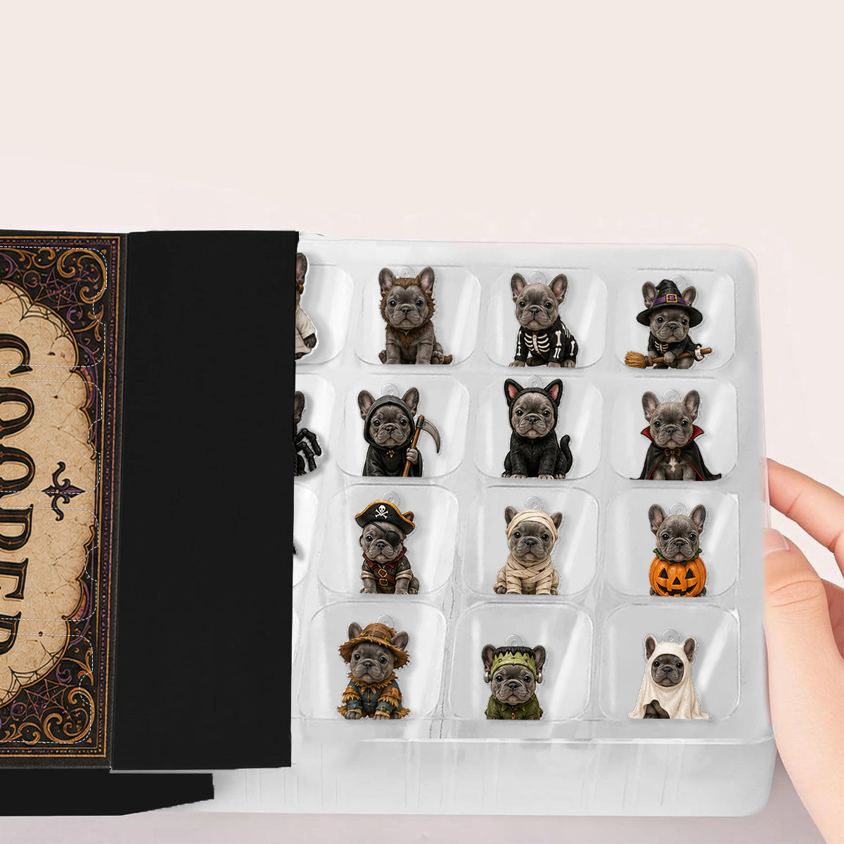 Personalized Halloween Black and Tan Dachshund Puppy Advent Calendar with Ornaments, Dog Lover Gift