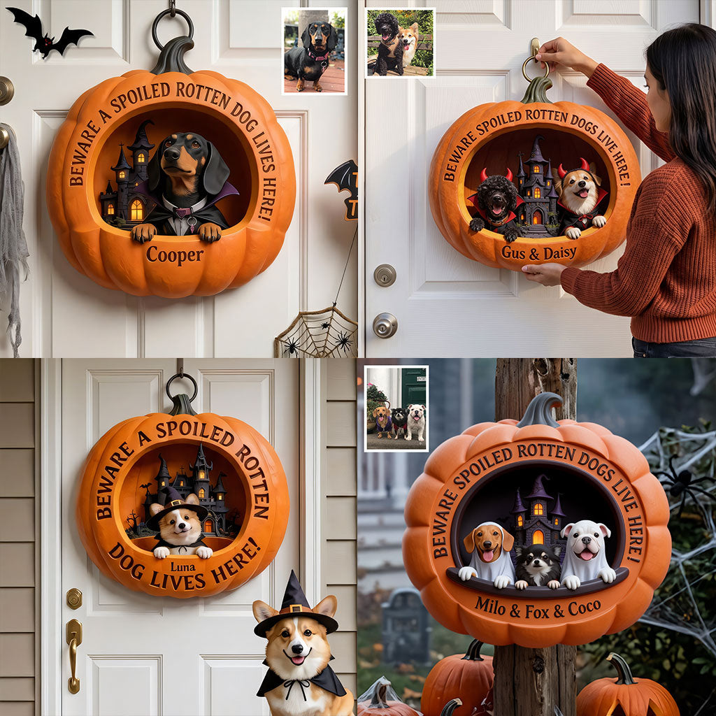 Personalized Halloween Fawn Pug Pumpkin Shaped Wood Sign Dog Lover Gift