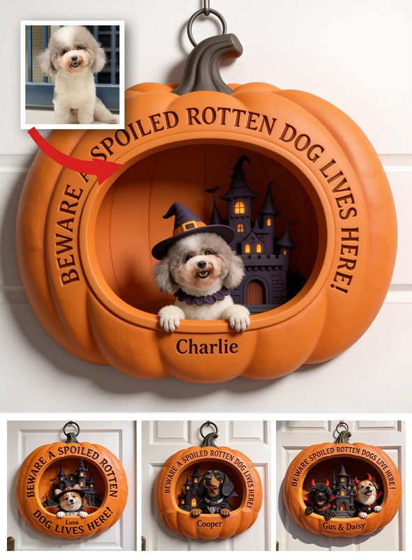 Personalized Halloween Curly Fur Poodle Pumpkin Shaped Wood Sign Dog Lover Gift