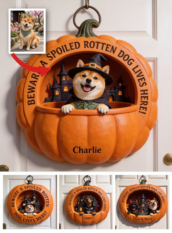 Personalized Halloween Adult Tan White Shiba Inu Pumpkin Shaped Wood Sign