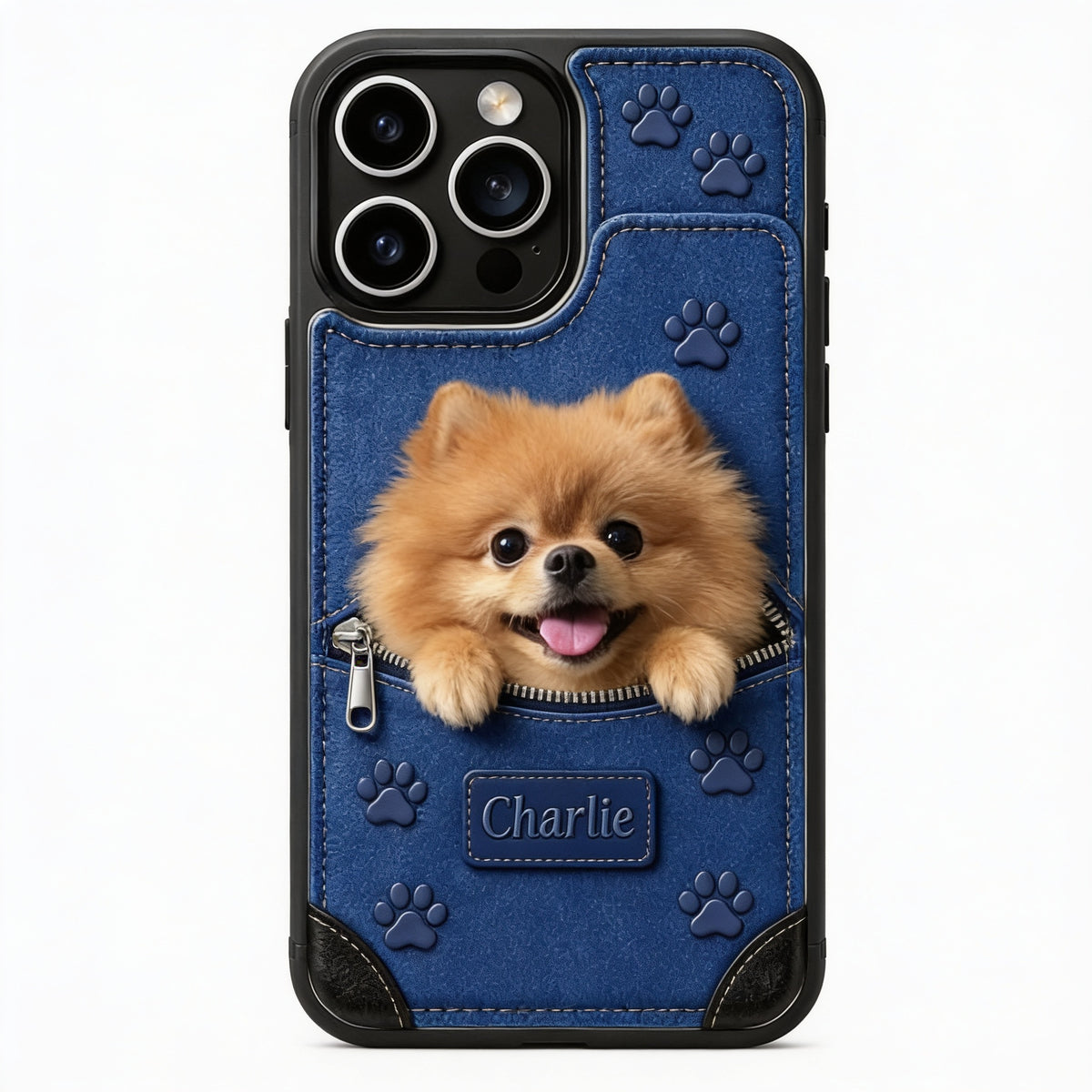 Personalized Fluffy Golden Pomeranian Wallet Phone Case Dog Lover Gift
