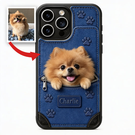 Personalized Fluffy Golden Pomeranian Wallet Phone Case Dog Lover Gift