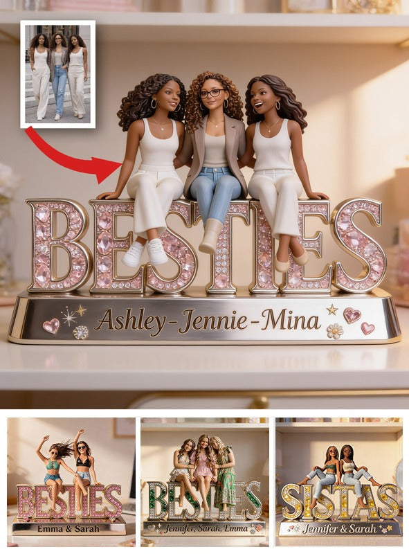 Personalized Black Female Best Friends Custom Shaped Acrylic Plaque Bestie Gift