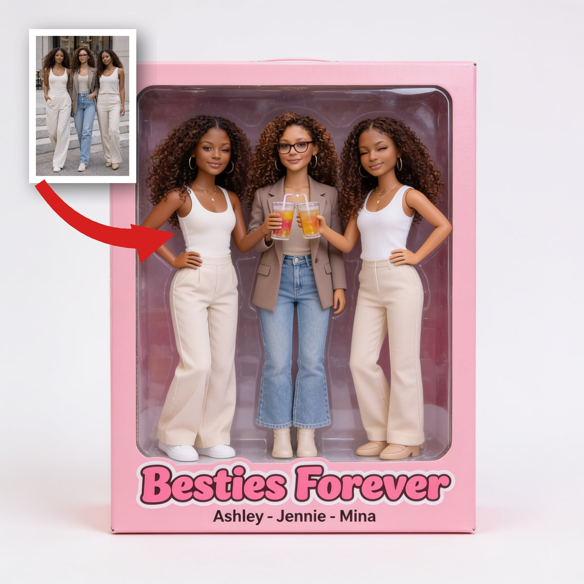 Custom Photo Black Female Best Friends Shaped Acrylic Plaque Bestie Forever Gift