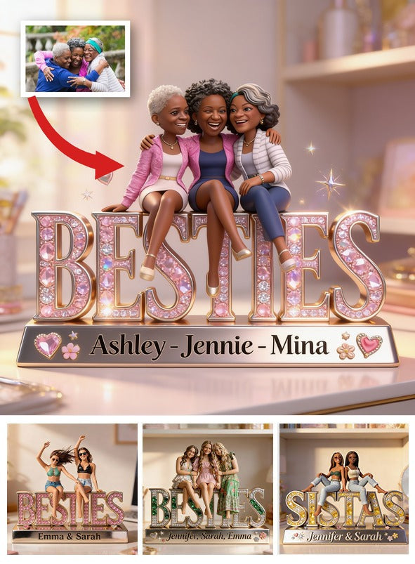 Personalized Older Black Best Friends Custom Shaped Acrylic Plaque Bestie Gift