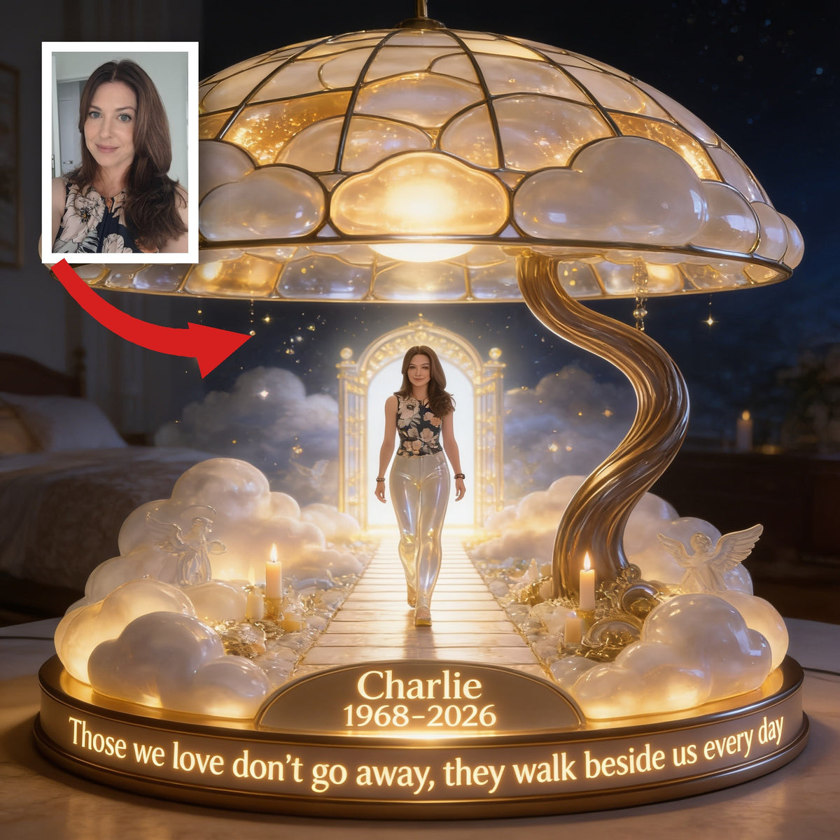 Lampe de Nuit LED Acrylique Personnalisée en Mémoire pour Femme Âgée
