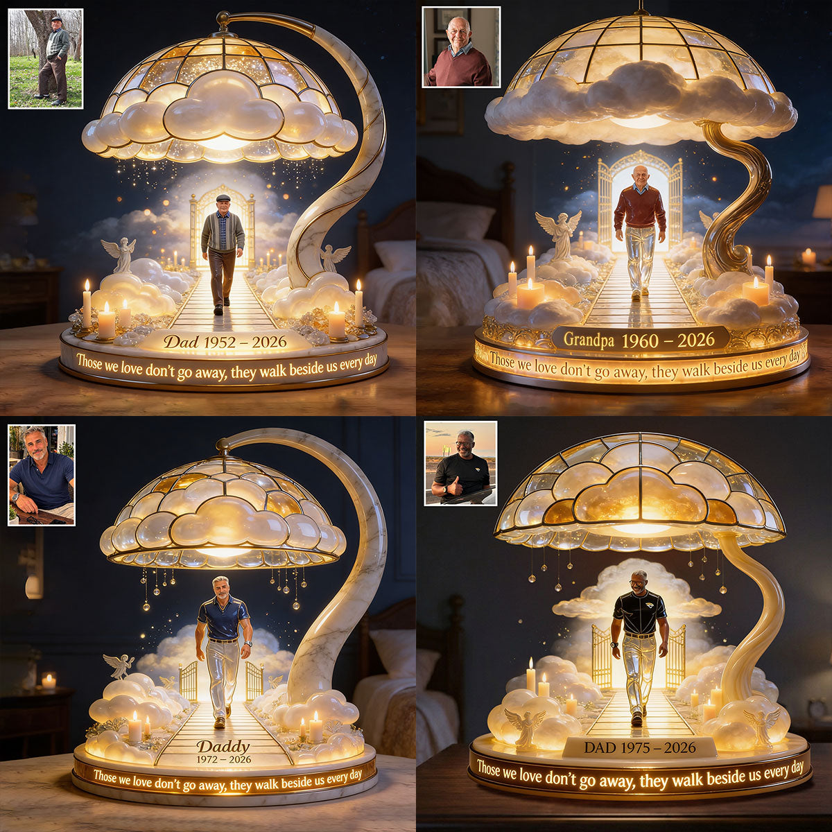 Personalized Latino Dad Grandpa Memorial Acrylic LED Night Light, Sympathy Keepsake Gift