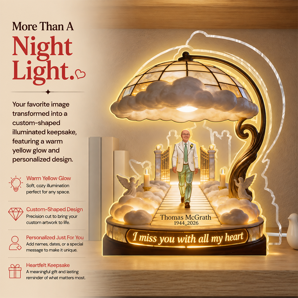 Personalized Young Latino Man Memorial Acrylic LED Night Light Sympathy Gift