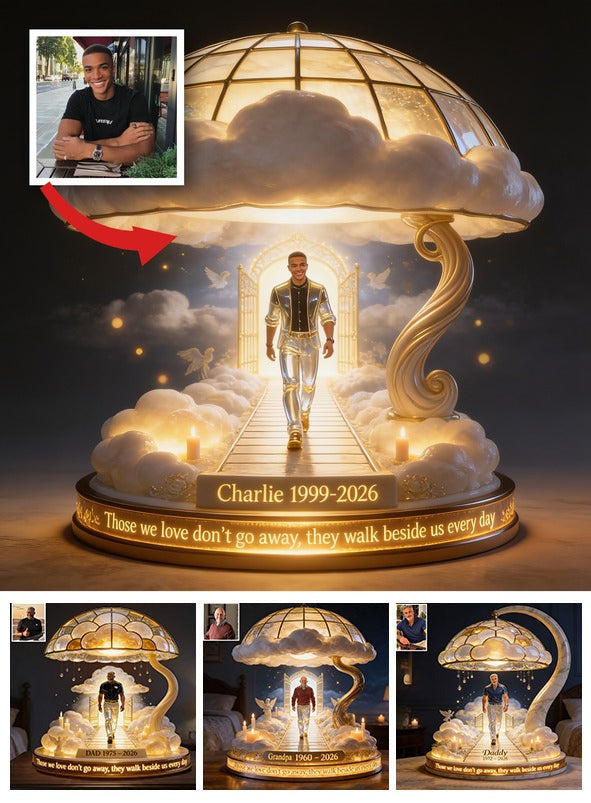 Personalized Black Man Memorial Acrylic LED Night Light, Bereavement Gift
