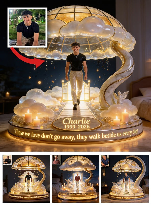 Personalized Young Latino Man Memorial Acrylic LED Night Light Sympathy Gift