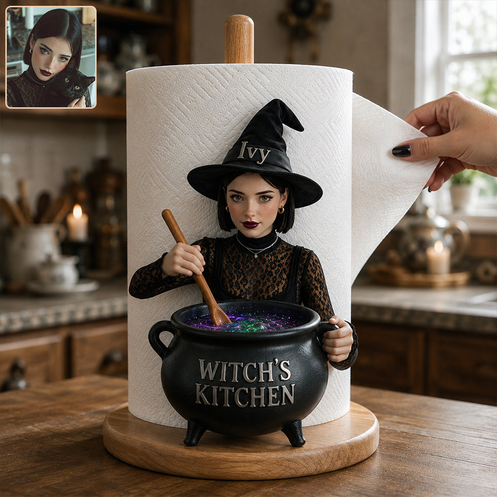 Personalisierter Küchenpapierhalter für Hexen, Geschenk für die Küchendekoration