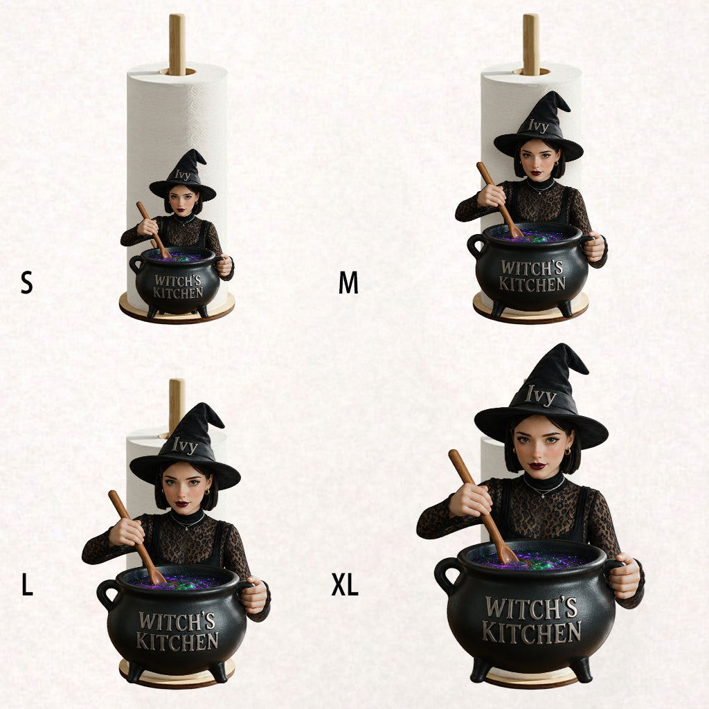 Personalized Older Black Witch Grandma Paper Towel Stand Kitchen Decor