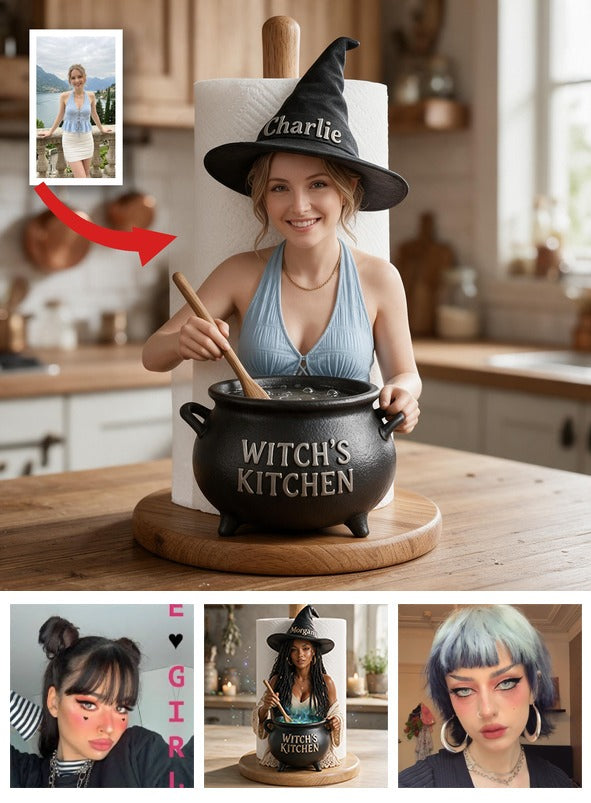 Personalisierter Küchenpapierhalter für Hexen, Geschenk für die Küchendekoration