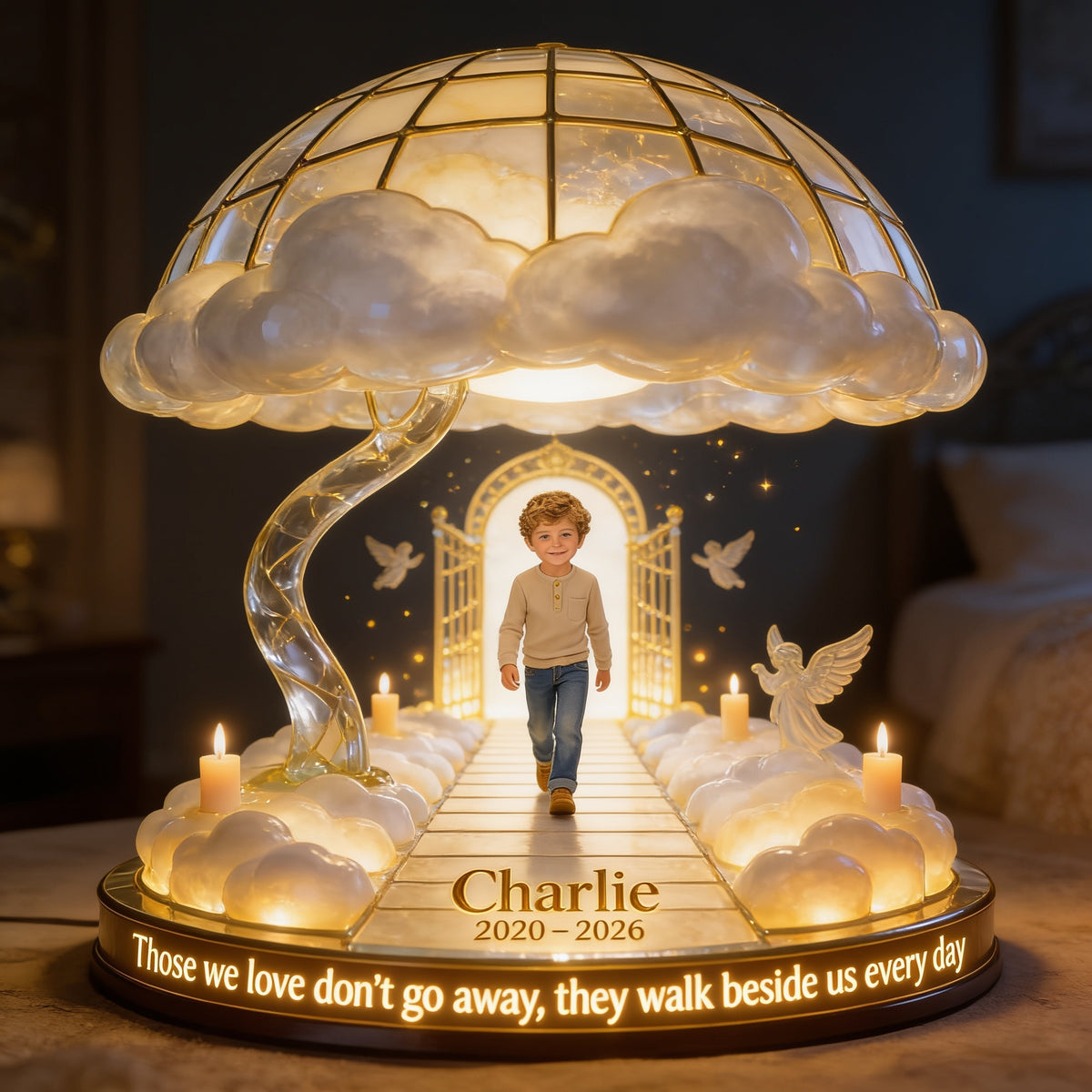 Personalized Latino Little Boy Memorial Acrylic LED Night Light Remembrance Keepsake