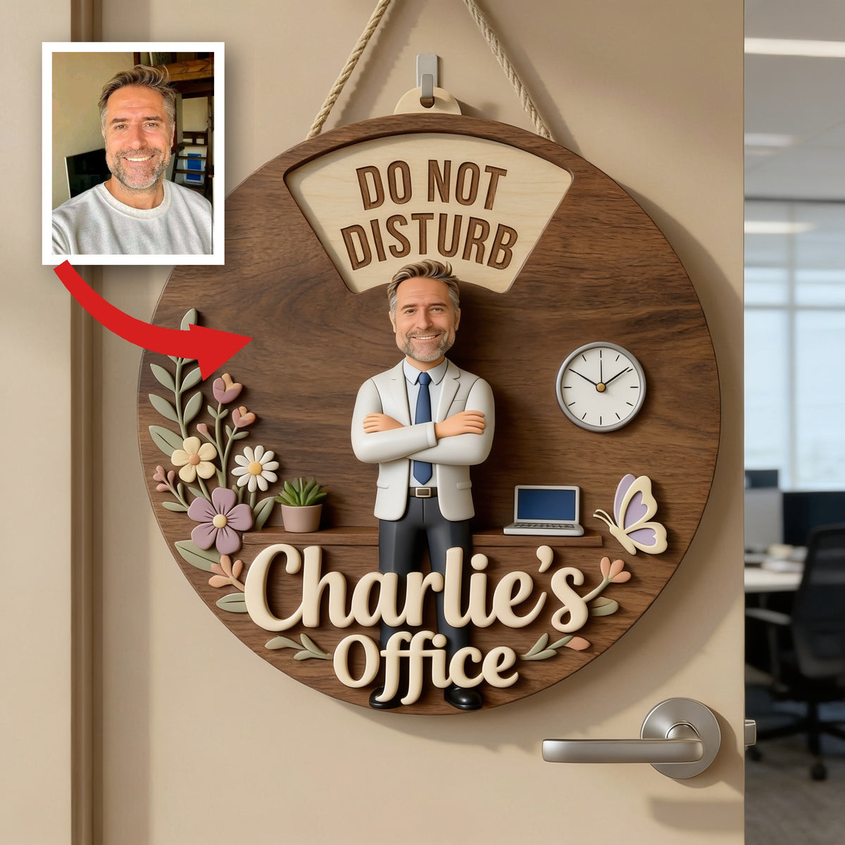 Personalisierte Foto Spinner-Schild für ältere Männer - Türdeko Geschenk