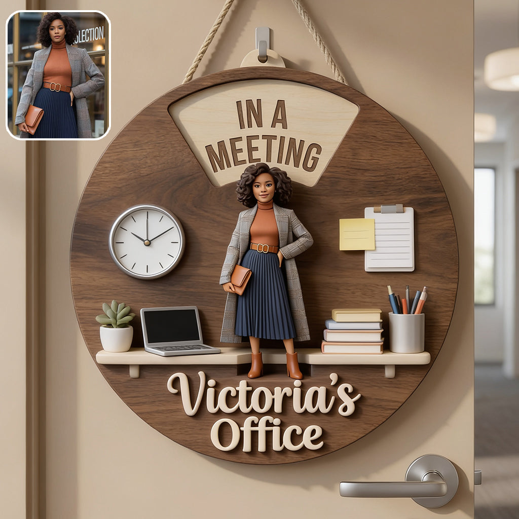 Custom Photo Older Latina Woman Office Spinner Sign Office Door Status Decor