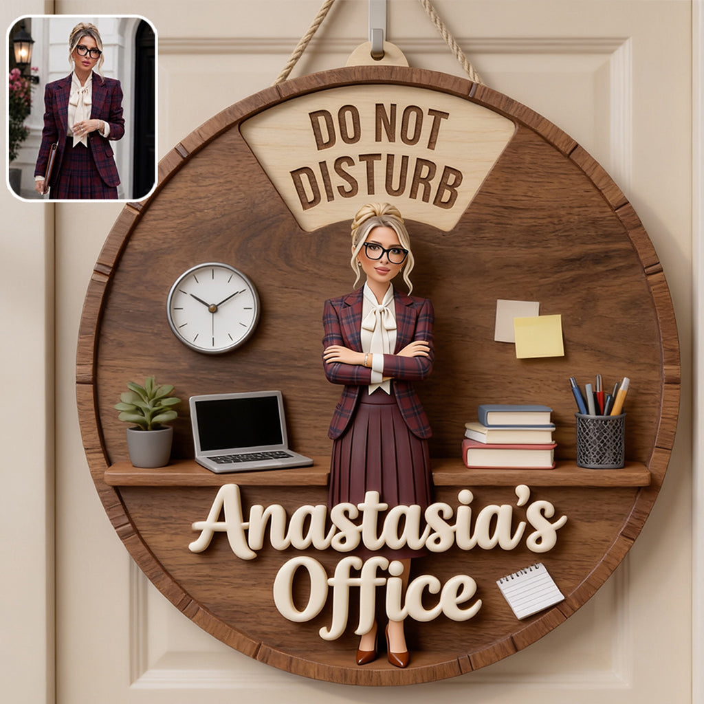 Custom Photo Latina Woman Office Spinner Sign Work Status Door Decor Gift