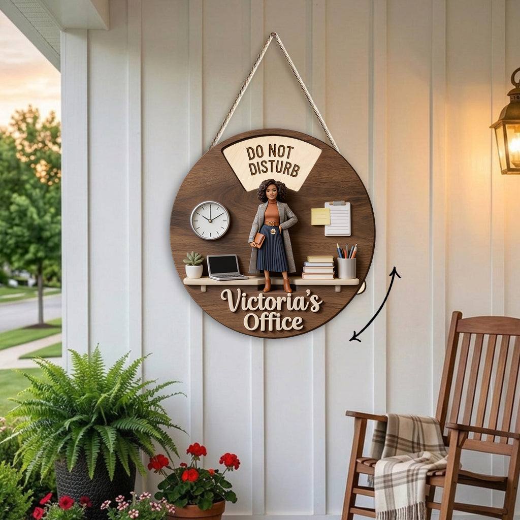 Custom Photo Office Woman Spinner Sign Do Not Disturb Office Door Decor