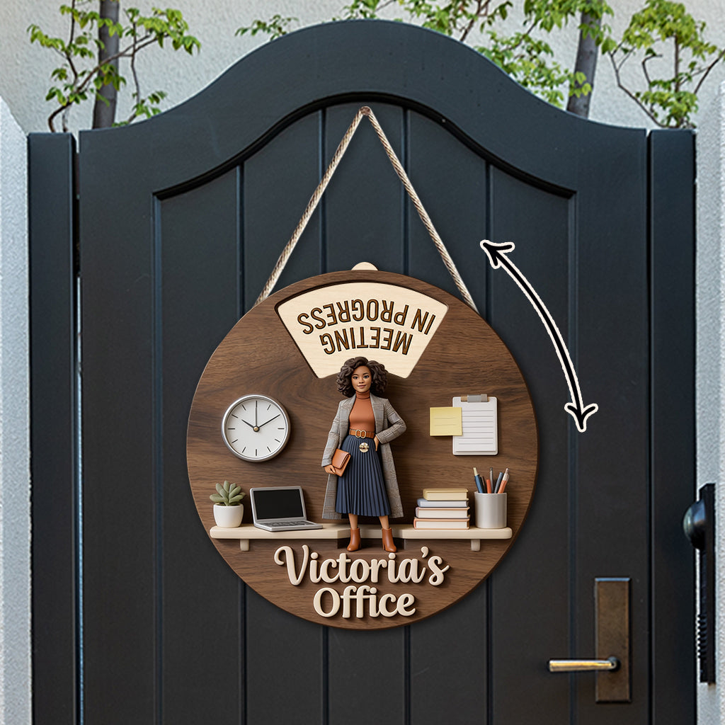 Custom Photo Older Latina Woman Office Spinner Sign Office Door Status Decor