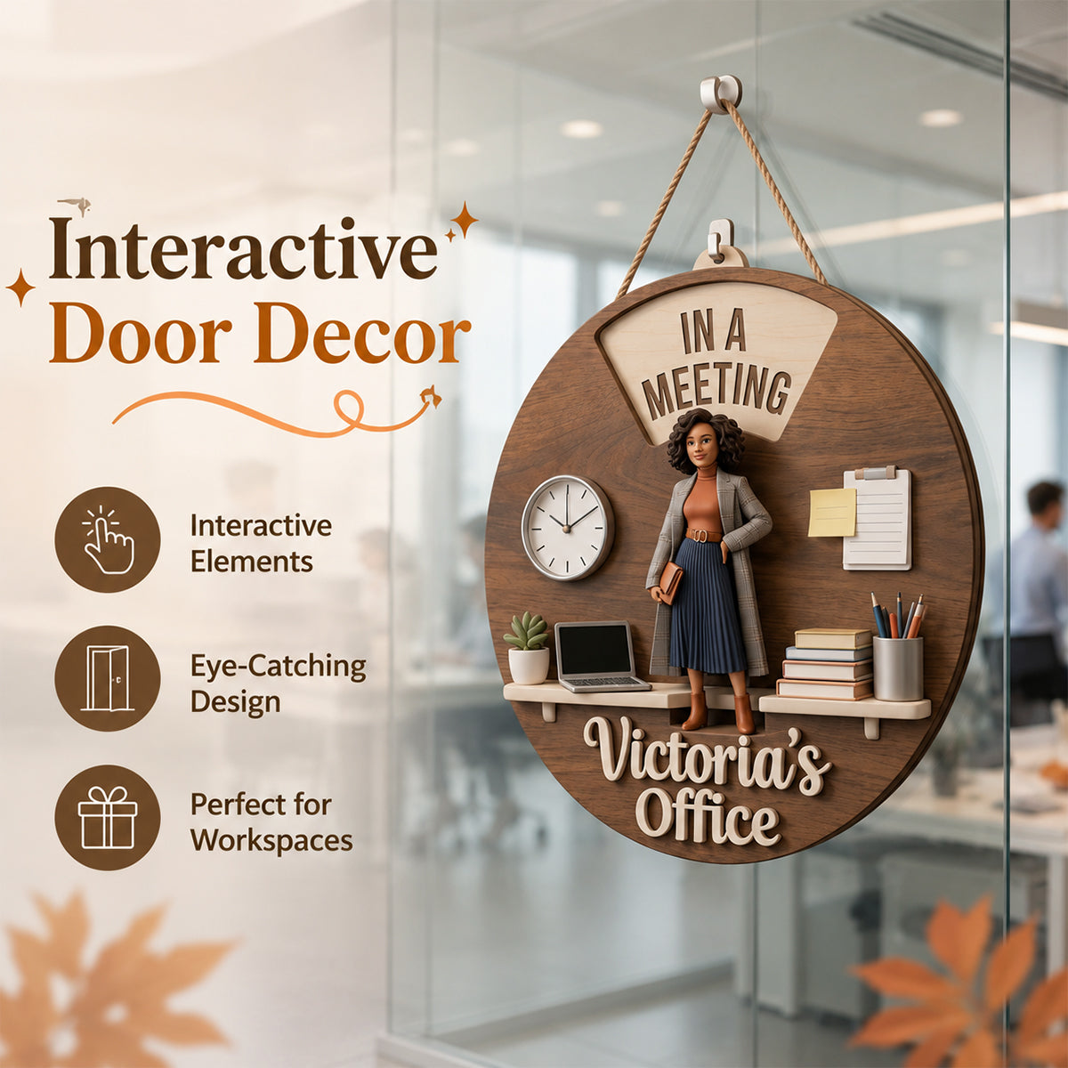 Custom Photo Office Woman Spinner Sign Do Not Disturb Office Door Decor