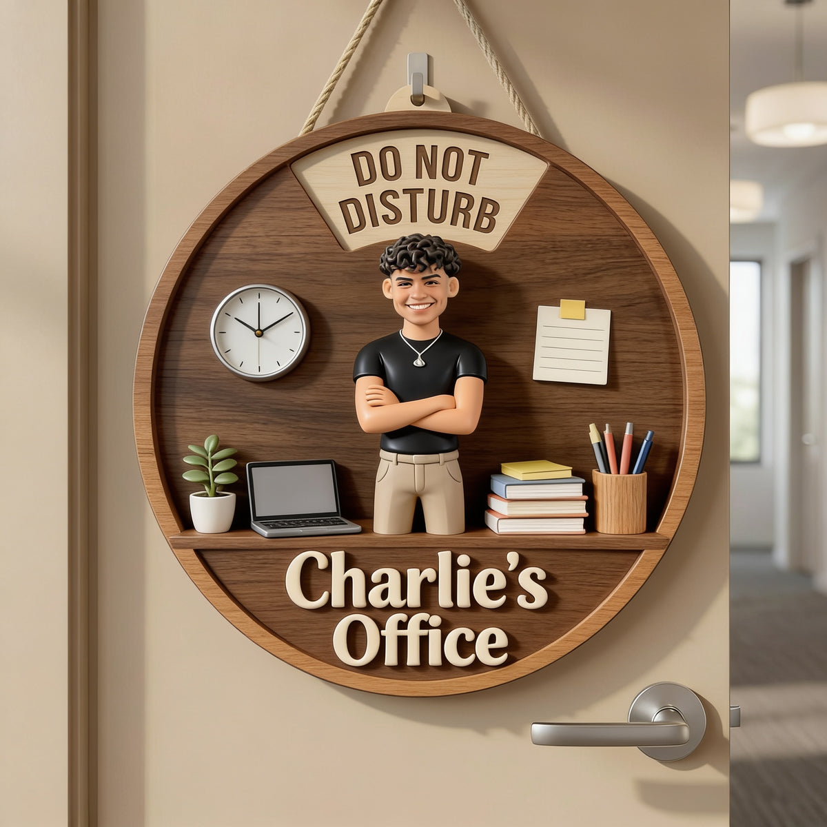 Personalisierte Foto Spinner-Schild für junge Latino-Männer, Büroschild Geschenk