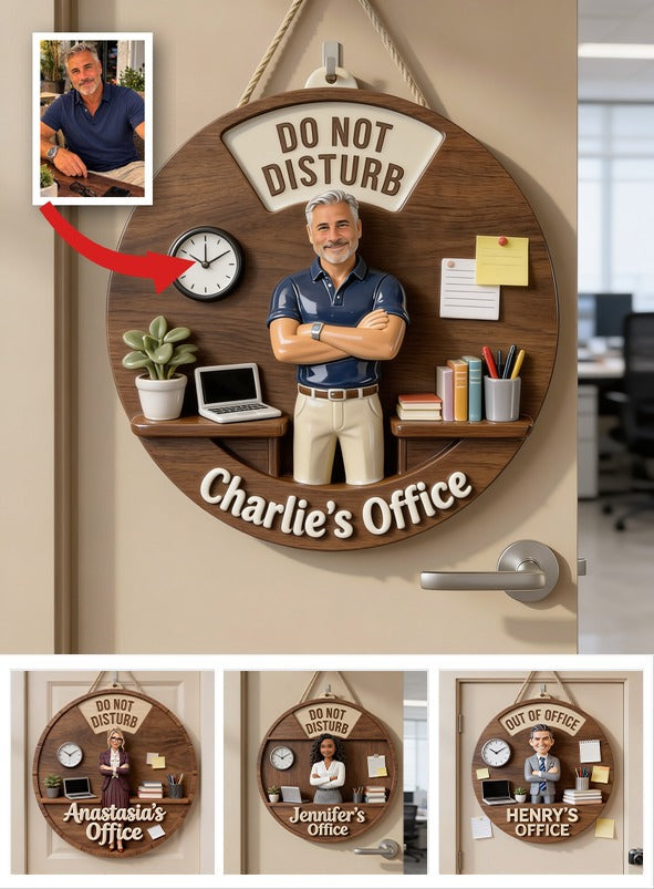 Custom Photo Older Latino Man Office Spinner Sign Office Door Status Gift