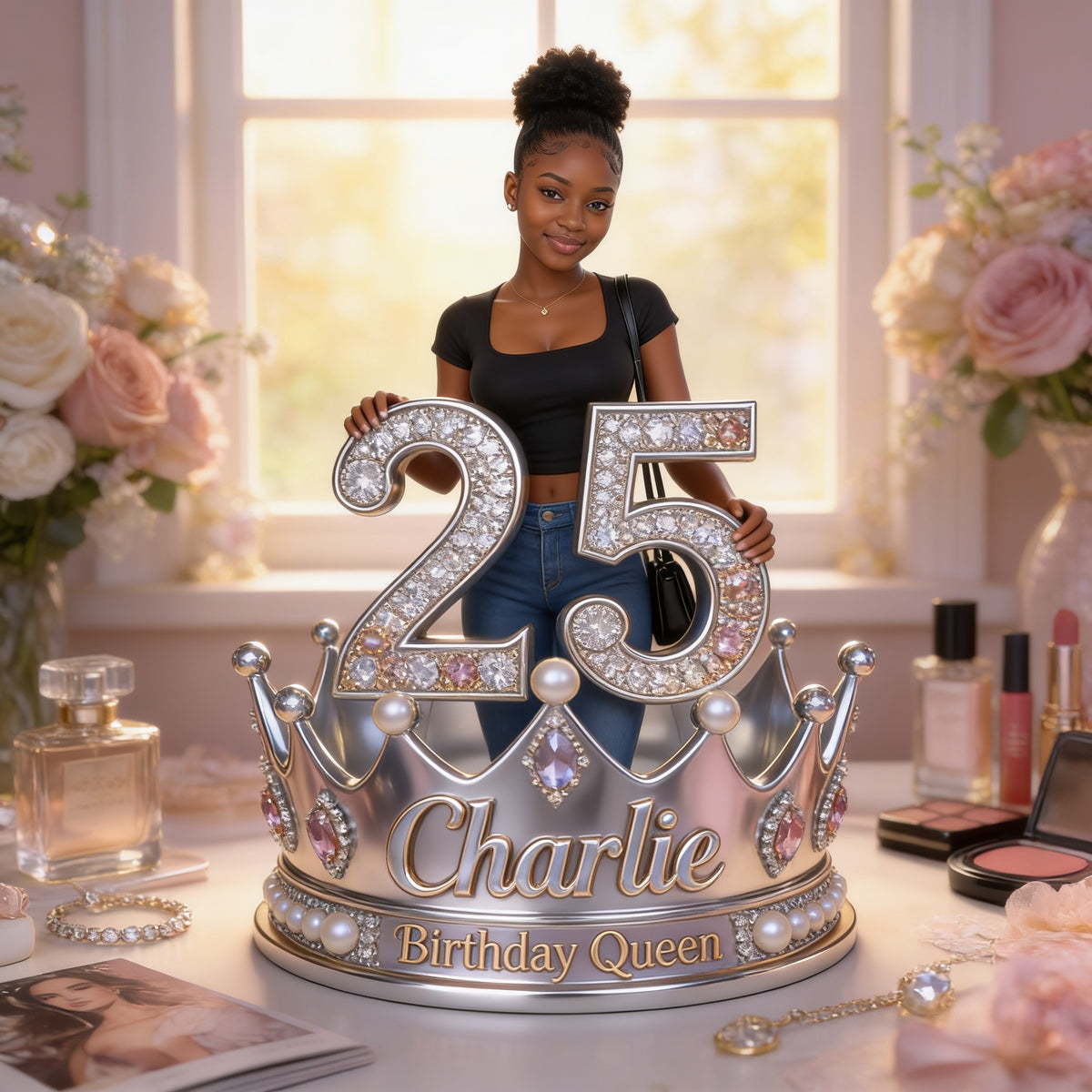 Personalized Birthday Black Woman Queen Custom Shaped Acrylic Plaque Gift for Her