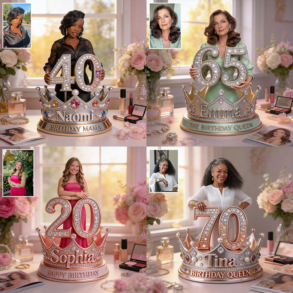 Personalized Birthday Middle-Aged Woman Custom Shaped Acrylic Plaque, 45th Birthday Queen Gift