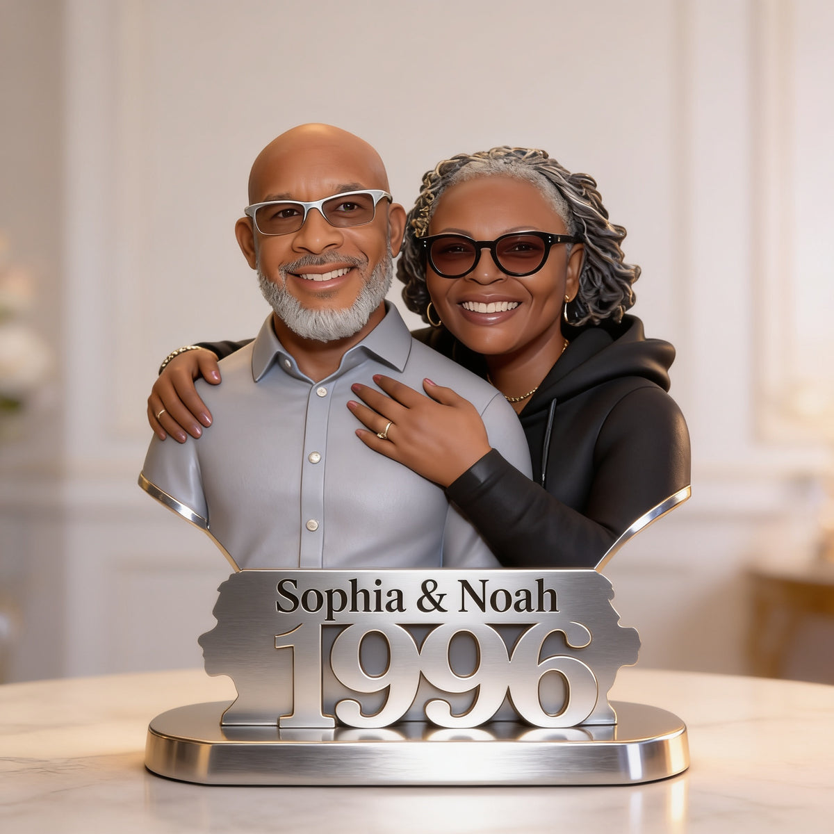 Custom Photo 30th Anniversary Middle-Aged Black Couple 1996 Acrylic Plaque, Couple Keepsake Gift