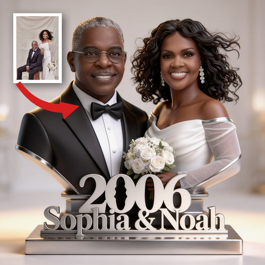 Custom Photo 20th Wedding Anniversary Middle-Aged Black Couple 2006 Acrylic Plaque Keepsake