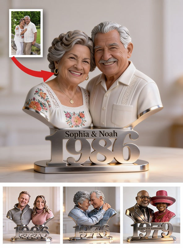 Custom Photo 40th Anniversary Older Latino Couple 1986 Shaped Acrylic Plaque