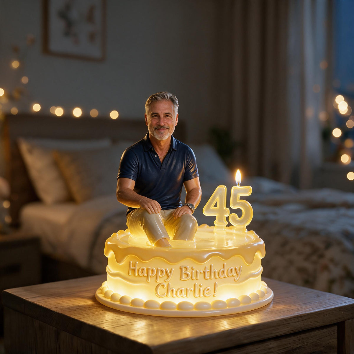 Personalized 50th Birthday Middle-Aged Man Acrylic LED Night Light, Dad Grandpa Gift